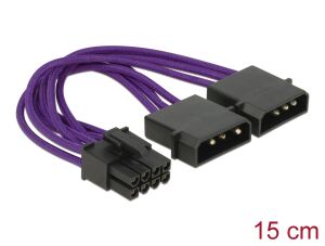DELOCK Stromkabel 8Pin PCIe -> 2x 4Pin Molex 0.15m Textilman