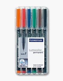 Staedtler 318 WP6 Permanent-Marker Schwarz, Blau, Braun, Grün, Orange, Rot 6 Stück(e)