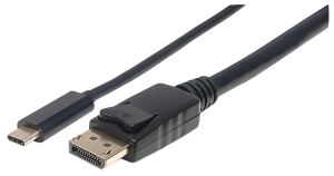 Manhattan USB-C auf DisplayPort-Adapterkabel, Konvertiert das Alternate-Mode-Signal in ein DisplayPort 4K-Ausgangssignal, 1 m, schwarz