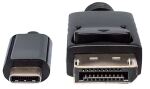 Manhattan USB-C auf DisplayPort-Adapterkabel, Konvertiert das Alternate-Mode-Signal in ein DisplayPort 4K-Ausgangssignal, 1 m, schwarz