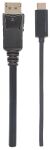Manhattan USB-C auf DisplayPort-Adapterkabel, Konvertiert das Alternate-Mode-Signal in ein DisplayPort 4K-Ausgangssignal, 1 m, schwarz