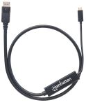 Manhattan USB-C auf DisplayPort-Adapterkabel, Konvertiert das Alternate-Mode-Signal in ein DisplayPort 4K-Ausgangssignal, 1 m, schwarz