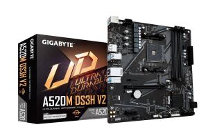 GIGABYTE A520M DS3H V2 Mainboard - Unterstützt AMD Ryzen 5000 Serie AM4 CPUs, bis zu 4733 MHz DDR4 (OC), PCIe 3.0 x16, GbE LAN, USB 3.2 Gen 1