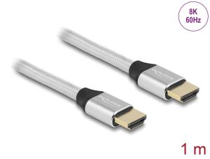 DeLOCK Ultra High Speed HDMI Kabel 48 Gbps 8K 60 Hz silber 1 m zertifiziert