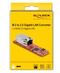 DeLOCK Konverter M.2 Key B+M Stecker zu 1 x RJ45 2,5 Gigabit LAN Port horizontal