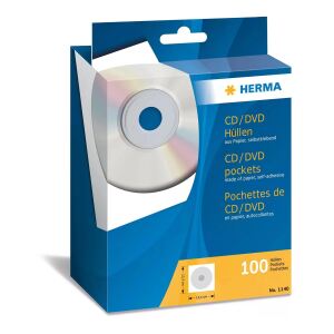 HERMA CD/DVD-Papierhüllen weiß mit Klebefläche 100 St