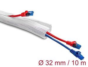 DELOCK Geflechtschlauch mit Klettverschluss 10mx32mm weiß