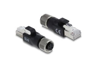 DELOCK M12 Adapter D-kodiert 4 Pin Buchse zu RJ45 schwarz