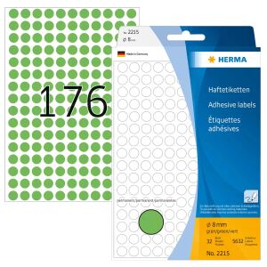HERMA Vielzwecketiketten/Farbpunkte Ø 8 mm rund grün Papier matt Handbeschriftung 5632 St.