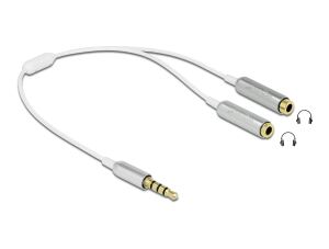 DELOCK Klinkekabel 3,5mm -> 2x 3,5mm St/Bu 0.25m weiß