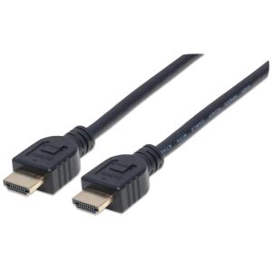 Manhattan High Speed HDMI-Kabel mit Ethernet-Kanal, CL3-zertifiziert für Wandinstallationen, HEC, ARC, 3D, 4K@60Hz, CL3, HDMI-Stecker auf HDMI-Stecker, geschirmt, schwarz, 5 m