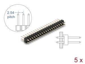 DELOCK Stiftleiste 20 Pin, Rastermaß 2,54 mm, 2-reihig 5 St.