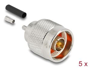 DeLOCK N Stecker zum Crimpen RG-174 / RG-316 mit passendem Schrumpfschlauch