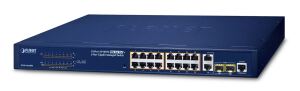 PLANET Combo Managed Web Smart Ethernet Switch 16-Port 10/100TX 802.3at High Power PoE 2-Port Gigabit TP/SFP, 220W