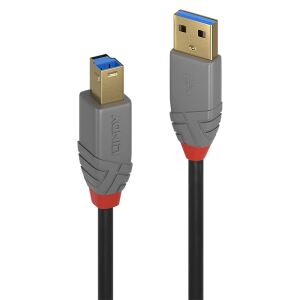Lindy 36743 USB Kabel USB 3.2 Gen 1 (3.1 Gen 1) 3 m USB A USB B 5 Gbit/s Schwarz, Grau