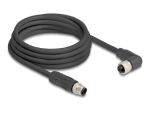 DELOCK M12 Kabel L-kodiert 4 Pin St zu Bu r. gew. PUR 3m sw