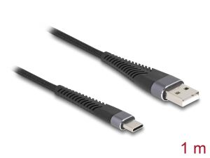 DeLOCK 81121 USB Kabel USB 2.0 1 m USB A USB C 0,48 Gbit/s 60 W Anthrazit, Schwarz