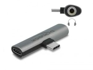 DeLOCK Audio Adapter USB Type-C zu Klinkenbuchse und USB Type-C PD grau