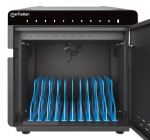 Manhattan 10-Port Ladeschrank 180 W, 10 USB-C PD-Ports, geräumige Fächer für Handys und Tablets, 180 W gesamt, bis zu 3 A/18 W pro Port, abschließbar, Überspannungsschutz, leiser Lüfter, Metallgehäuse, schwarz