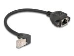 DeLOCK Netzwerk Verlängerungskabel S/FTP Stecker RJ45 Stecker 90° gewinkelt zu RJ45 Einbaubuchse Cat.6A 0,25 m schwarz