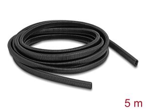 DeLOCK Kunststoff Kabelschutzschlauch in Ovalform flexibel 13,6 x 6,3 mm - Länge 5 m schwarz