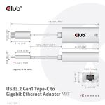 CLUB3D USB3.2 Gen1 Type-C to Gigabit Ethernet Adapter M/F