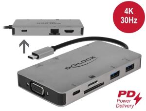 DELOCK Delock USB Type-C Dockingstation 4K - HDMI/VGA/USB3.1