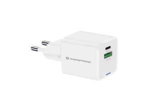 Conceptronic 2-Port 20W GaN USB-PD-Ladegerät, USB-C x 1, USB-A x 1, QC 3.0, PPS