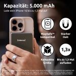 Intenso MW5000 Magnetische Powerbank 5000 mAh – MagSafe kompatibel, Wireless Charging 15W, USB-C PD 20W, Flach & Kompakt – Geprüft in Deutschland – Grau