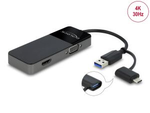 DELOCK USB 3.2 Gen 1 Adapter zu 4K HDMI + VGA Splitter Funkt