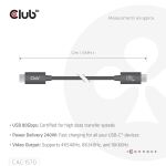 CLUB3D CAC-1570 USB Kabel USB4 Gen 2x2 1,2 m USB C 80 Gbit/s 240 W Schwarz