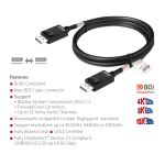 CLUB3D DisplayPort™ 2.1 Bi-Direktionales VESA DP80 zertifiziertes Kabel 4K240Hz, 8K60Hz oder 10K30Hz St/St 1.2m