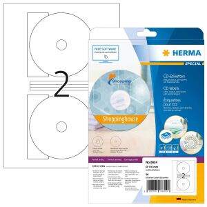 HERMA CD-Etiketten Maxi A4 Ø 116 mm weiß Papier matt blickdicht 20 St.