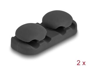 DeLOCK Kabelhalter mit 4 Durchführungen selbstklebend schwarz Set 2 Stück