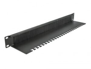 DeLOCK 19″ Kabelmanagement Bürstenleiste mit Kabelabfangplatte 1 HE schwarz