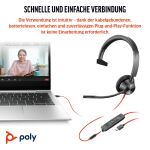 HP Poly Blackwire 3315 Monoaurales USB-C-Headset + 3,5-mm-Stecker + USB-C/A-Adapter