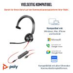 HP Poly Blackwire 3315 Monoaurales USB-C-Headset + 3,5-mm-Stecker + USB-C/A-Adapter