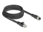 DELOCK M12 Kabel X-kodiert 8 Pin Bu zu RJ45 St 3 m schwarz