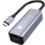 Techly IDATA USB-ETGIGA-CA laptop-dockingstation & portreplikator Kabelgebunden USB 3.2 Gen 1 (3.1 Gen 1) Type-C Schwarz, Silber