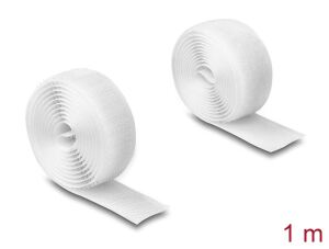 DeLOCK Strapazierfähiges Klettband mit Haft- und Flauschband L 1 m x B 20 mm weiß