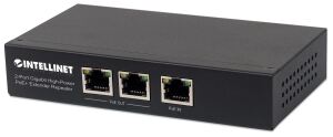 Intellinet 2-Port Gigabit High-Power PoE+ Extender, IEEE 802.3at/af PoE+/PoE, verlängert die Reichweite einer PoE-Verbindung um zusätzliche 100 Meter, 2 PSE-Ports, Metall