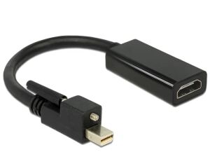 DeLOCK Adapter mini DisplayPort 1.2 Stecker mit Schraube > HDMI Buchse 4K Aktiv schwarz