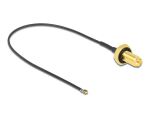 DeLOCK Antennenkabel RP-SMA Buchse zum Einbau zu I-PEX Inc., MHF® 4L LK Stecker 1.37 20 cm Gewindelänge 10 mm spritzwassergeschützt