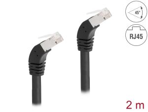 DELOCK RJ45 Netzwerkkabel Cat.6A S/FTP Slim 45° 2m schwarz