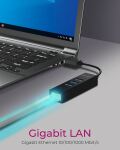 ICY BOX IB-HUB1419-LAN, USB 3.2 Gen 1 HUB und LAN Adapter, Type-A+C zu 3x USB 3.2 Gen 1 und Gigabit LAN, USB Type-A zu Type-C Adapter, Aluminium, schwarz