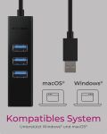 ICY BOX IB-HUB1419-LAN, USB 3.2 Gen 1 HUB und LAN Adapter, Type-A+C zu 3x USB 3.2 Gen 1 und Gigabit LAN, USB Type-A zu Type-C Adapter, Aluminium, schwarz