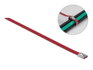 DELOCK Edelstahlkabelbinder L 400 x B 7,9 mm rot 10 Stück
