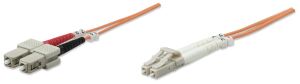 Intellinet Glasfaser LWL-Anschlusskabel, Duplex, Multimode, LC/SC, 50/125 µm, OM2, 2 m, orange