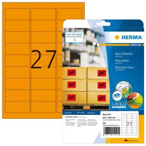 HERMA Neonetiketten A4 63.5x29.6 mm neon-orange Papier matt 540 St.