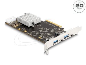 DeLOCK PCI Express x8 Karte mit 2 x USB 20 Gbps USB Type-C Buchse und 2 x USB 10 Gbps Typ-A Buchse - Quad Channel